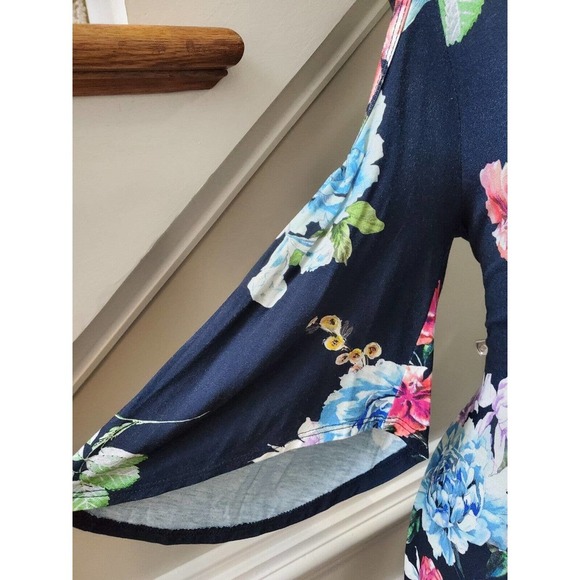 Karen Kane Wild Flower Garden Rose Cold Shoulder Viscose Knee Length Dress Large - Picture 6 of 14